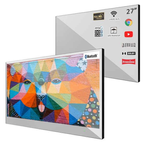 soulaca 27 inches smart mirror led television for bathroom l android ip66 waterproof tv 1080p brand 2022